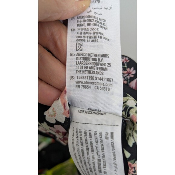 Abercrombie & Fitch Dark Floral Babydoll Coquette Mini Dress Pockets Smocked XSP - Picture 4 of 16
